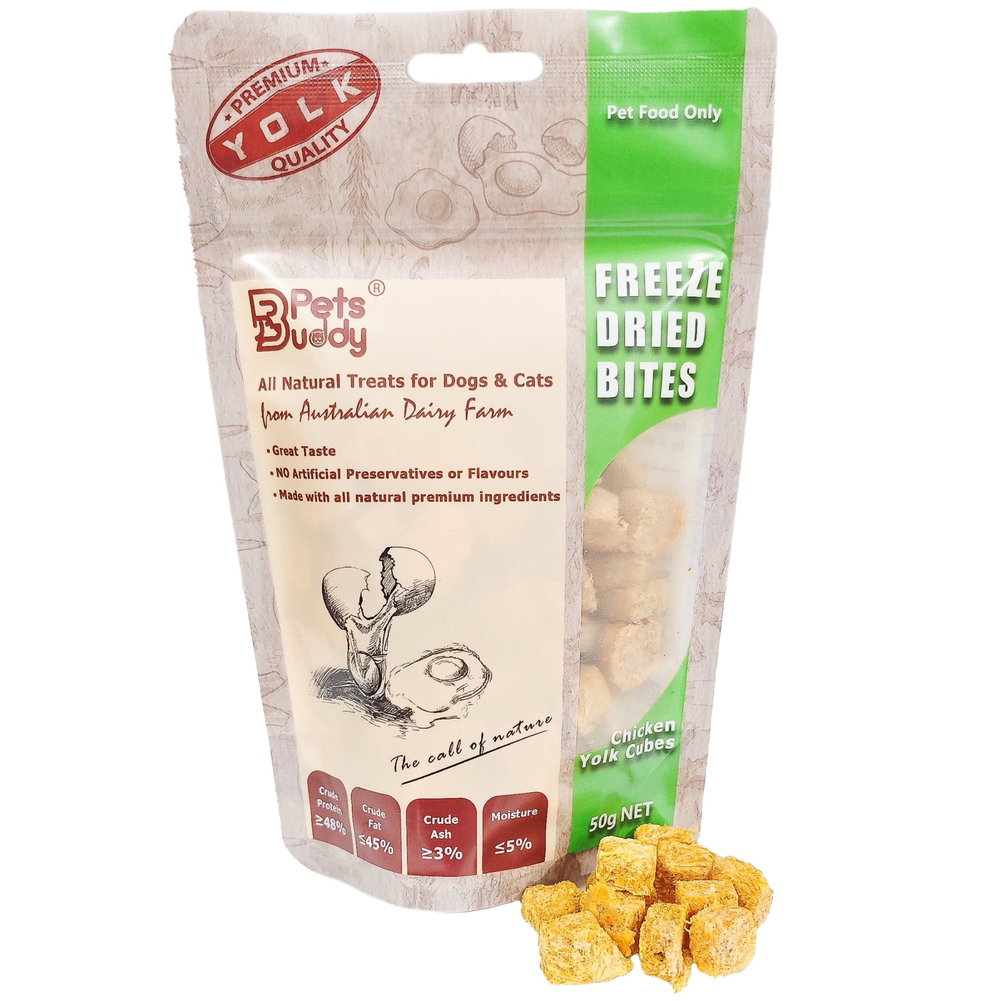 PetsBuddy Chicken Yolk Cube Freeze Dried Dog & Cat Treats 1