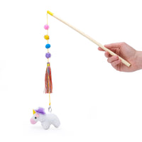 Zippy Paws ZippyClaws ZippyStick Unicorn cat wand toy with bamboo handle, tassels and pompoms