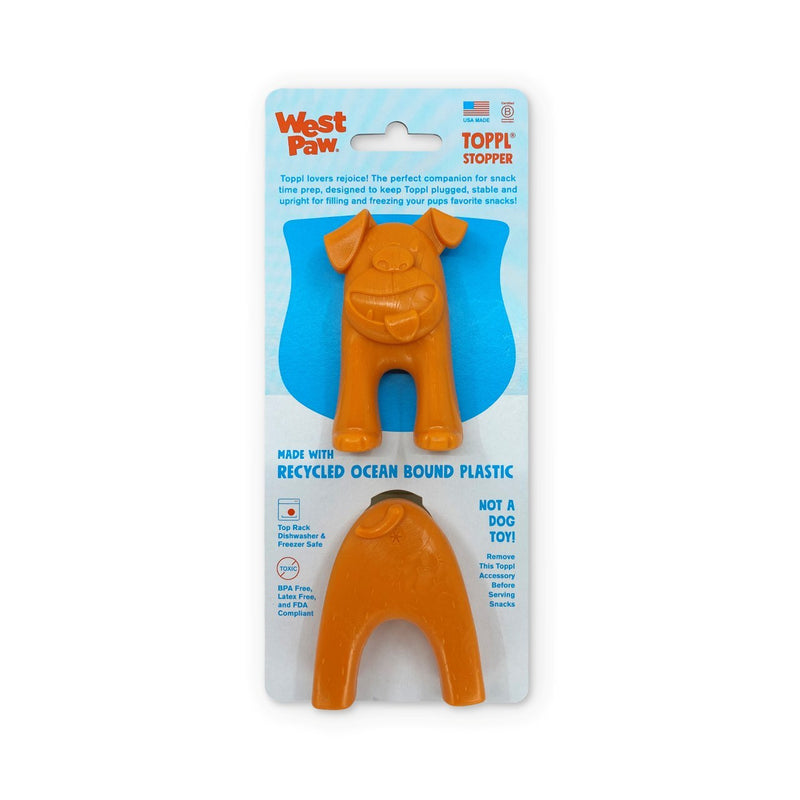 West Paw Toppl Stopper - Fill and Freeze Toppl with Ease - Tangerine | PeekAPaw Pet Supplies