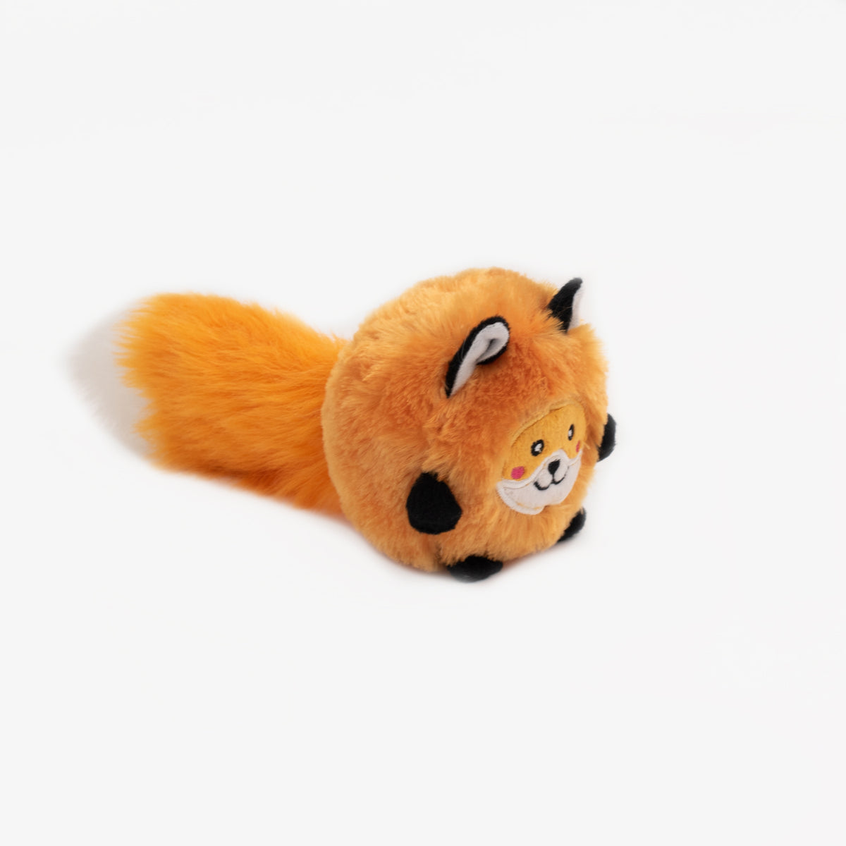 Zippy Paws Bushy Throw Fox, stuffed plush dog toy with a long bushy tail