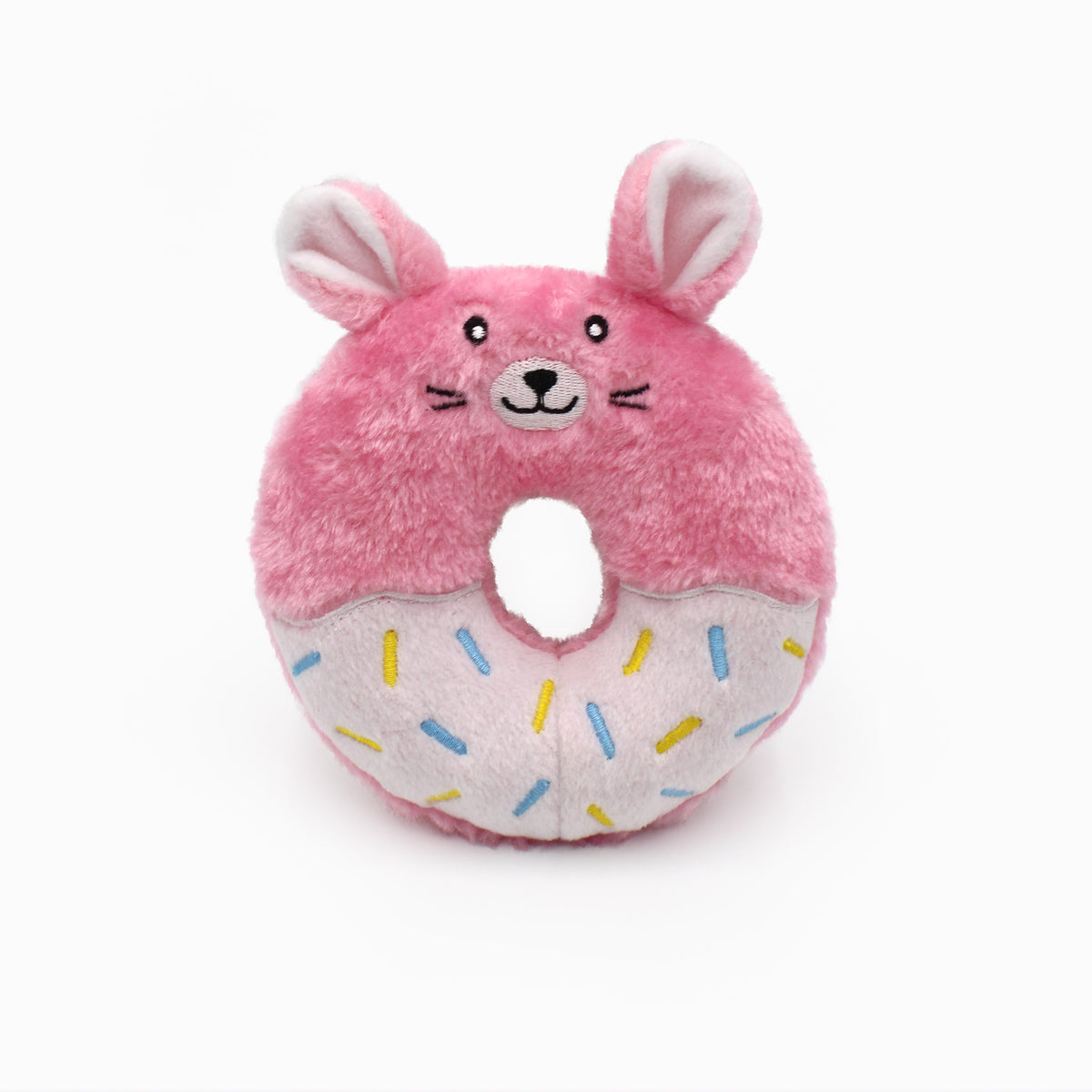 Zippy Paws Donutz Buddies Bunny, donut shaped no-stuffing plush dog toy