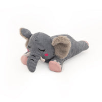 Zippy Paws Snooziez Elephant dog toy, corduroy sleeping elephant seen from the side