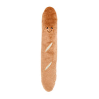 Zippy Paws Jigglerz Baguette dog toy, front view of the plush baguette