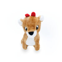 Zippy Paws Christmas Reindeer plush dog toy, front view