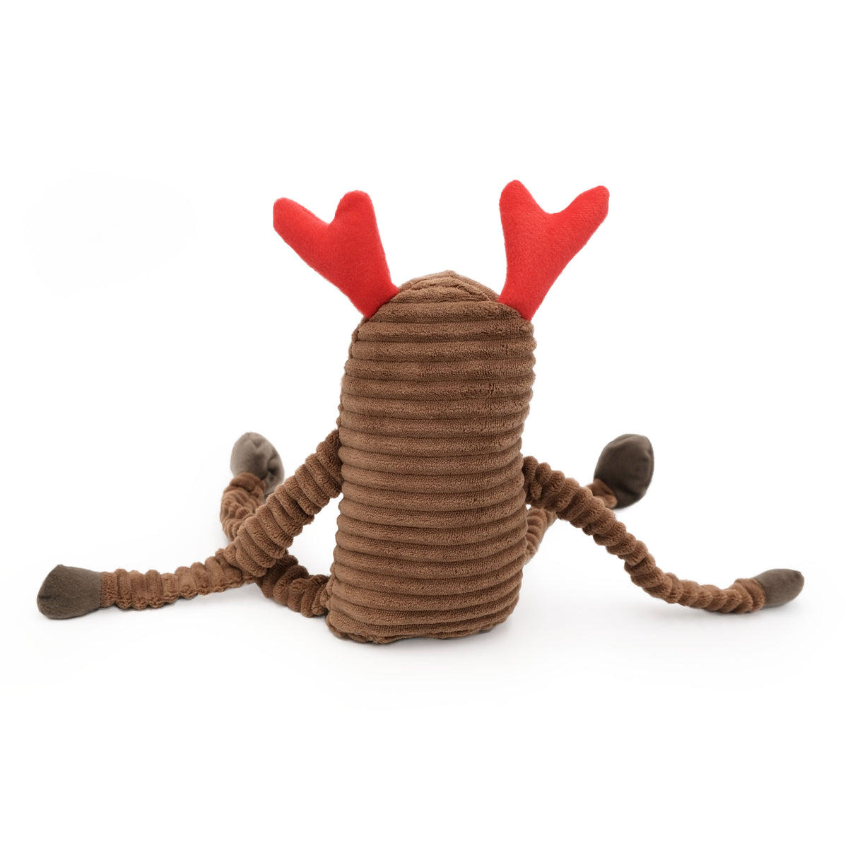 Christmas Crinkle Reindeer Large seen from behind, showing the ribbed corduroy back