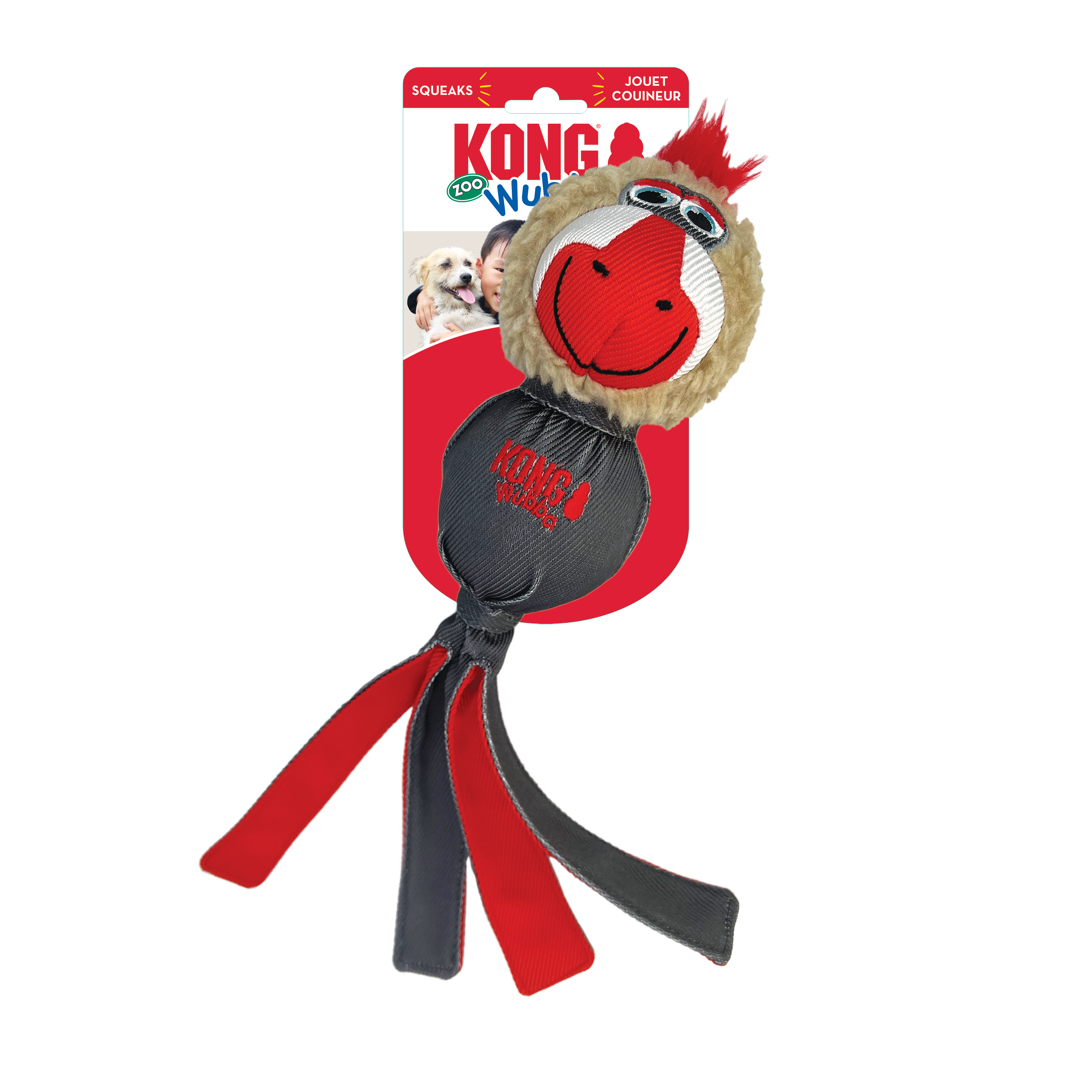 KONG Dog Toys Wubba Zoo Mandrill in retail packaging
