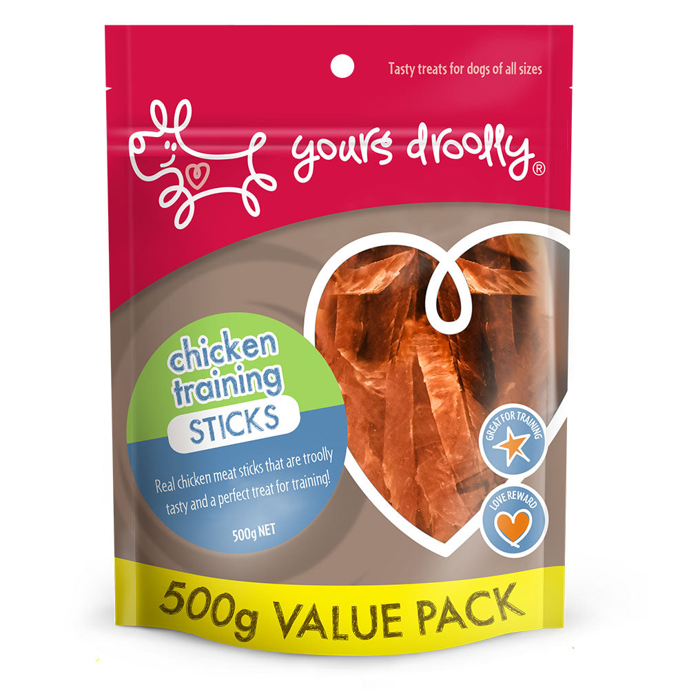 Yours Droolly Chicken Training Sticks 500g - front of pack