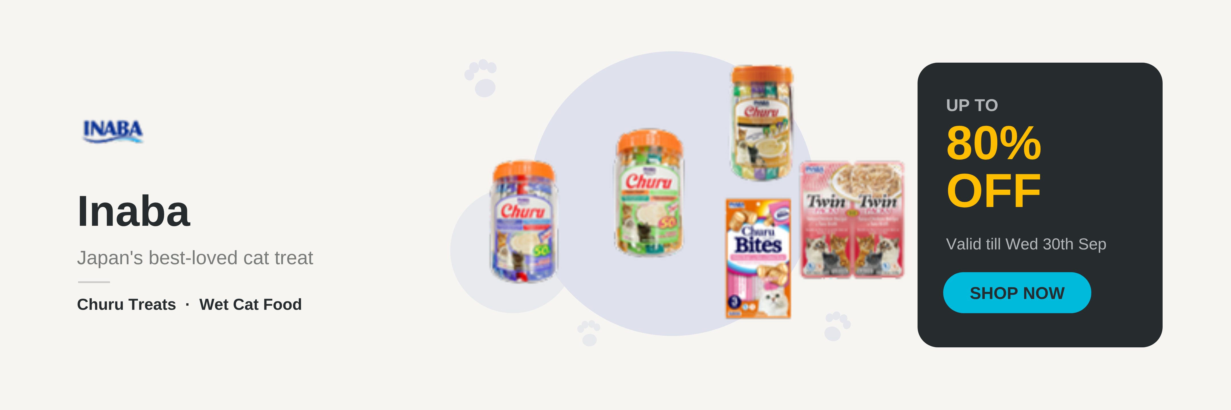 Inaba sale banner, up to 80% off, valid till Wed 30th Sep