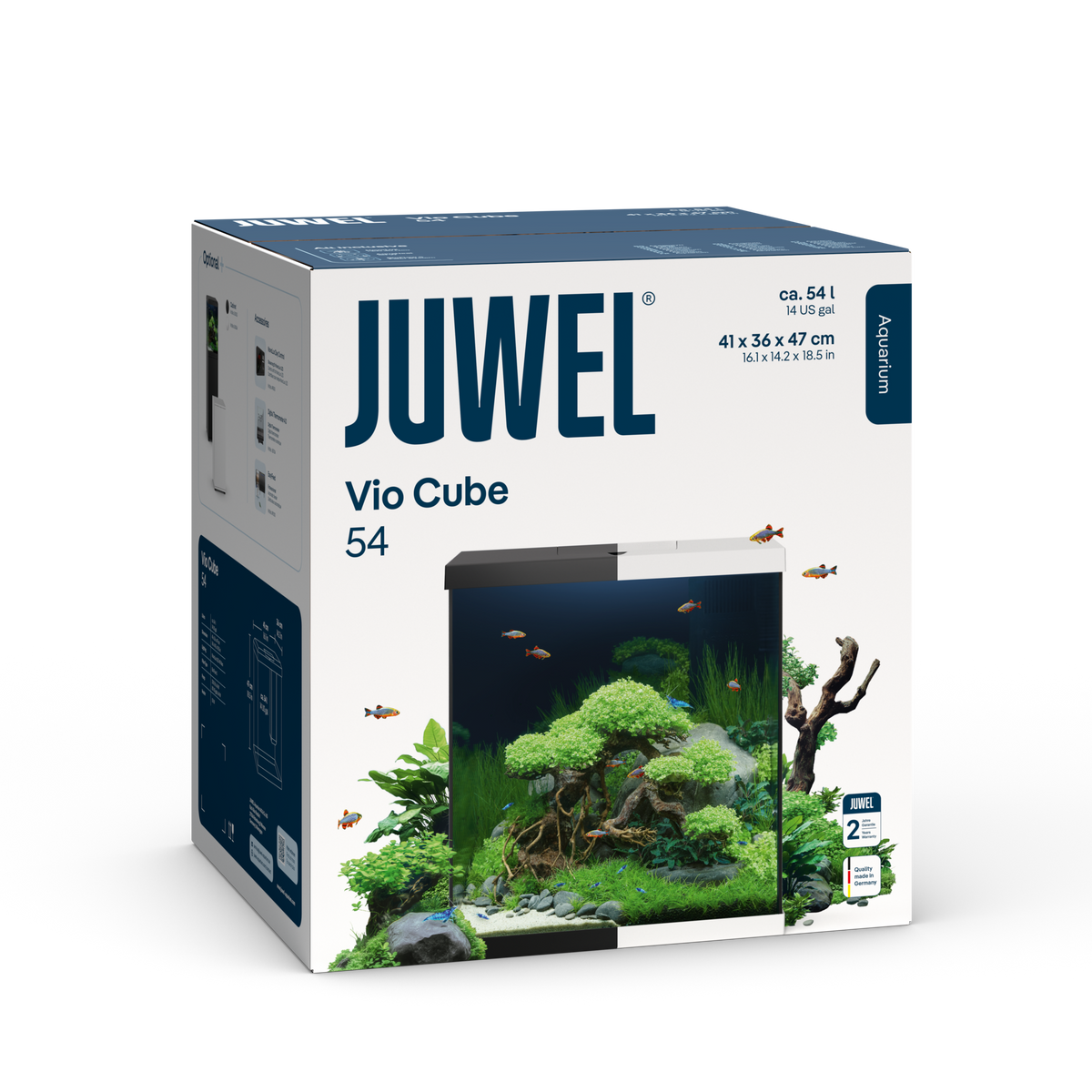 Juwel Vio Cube 54 in white on its SBX cabinet