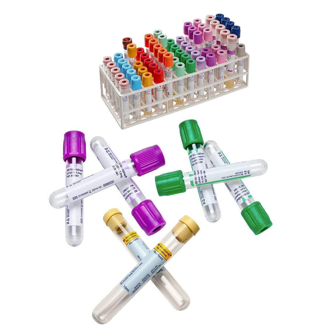 BD Vacutainer blood collection tubes with colour-coded caps