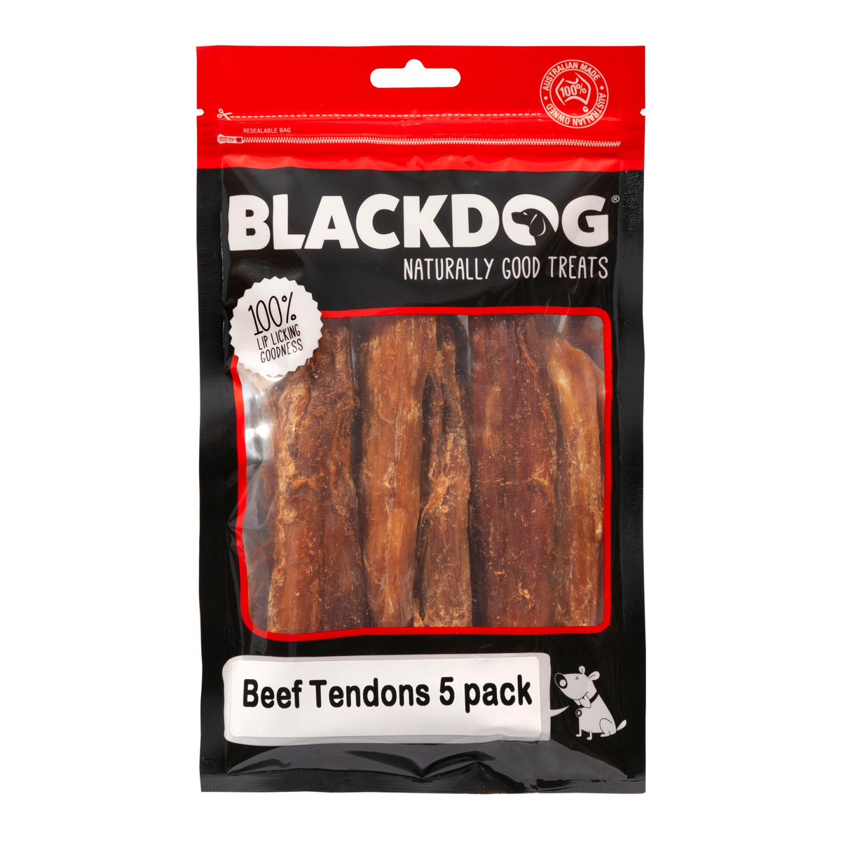 BlackDog Beef Tendons 5 pack – front of pack