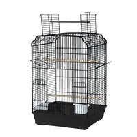 Birdie Bridge Open Top Cage in black with the arched bridge roof folded open