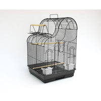 Birdie Wave Top Cage in black, wave-curved roof sitting above a square 47 x 47cm base