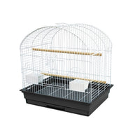 Birdie Round Top Cage in white showing the domed roof and deep 45cm floor