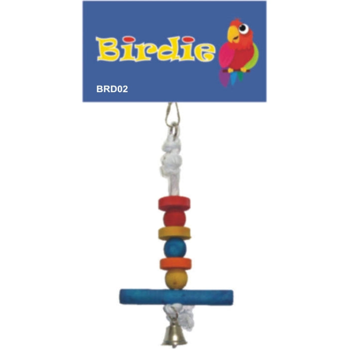 Birdie Small 6 Level Perch, a six-tier stepped bird perch with a bell