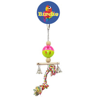 Birdie Small Wicker Man with Bells, a woven wicker figure with bells attached