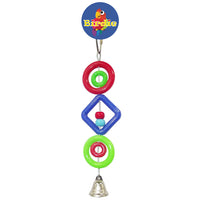 Birdie Small Plastic Rings Beads bird toy on a short strand with one bell