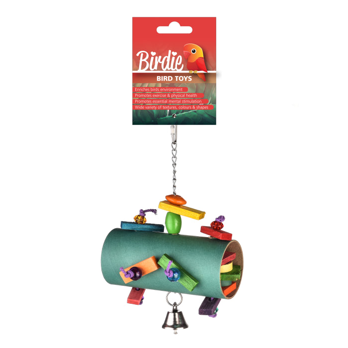 Birdie Foraging Barrel of Surprises, compact 15 x 7cm barrel-shaped foraging toy