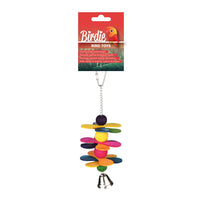 Birdie Rainbow Spinning Sticks toy, coloured sticks set to turn on a 20 x 5cm hanging frame