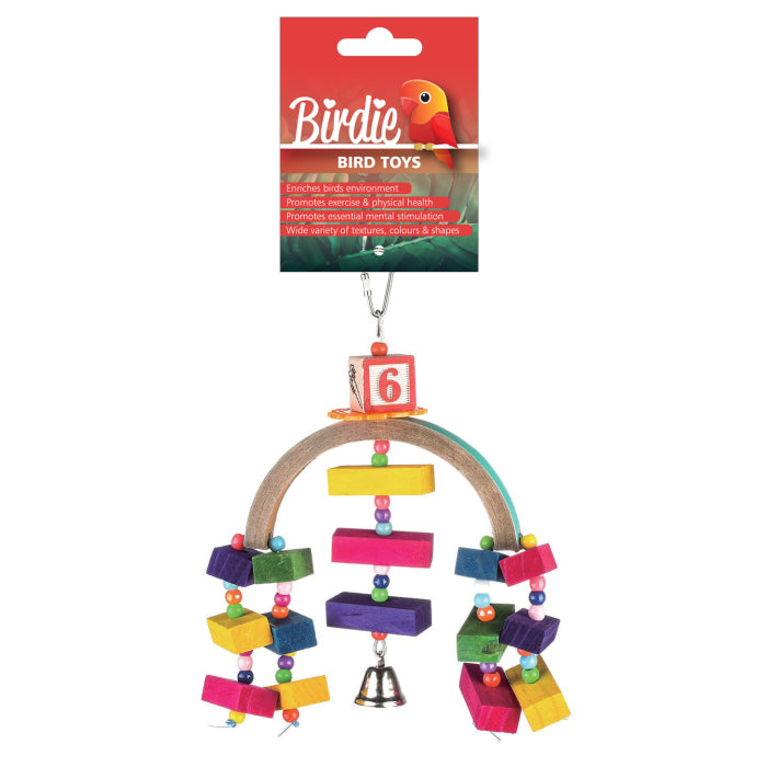 Birdie Rainbow Bridge toy, small 20 x 15cm bridge with brightly coloured rungs