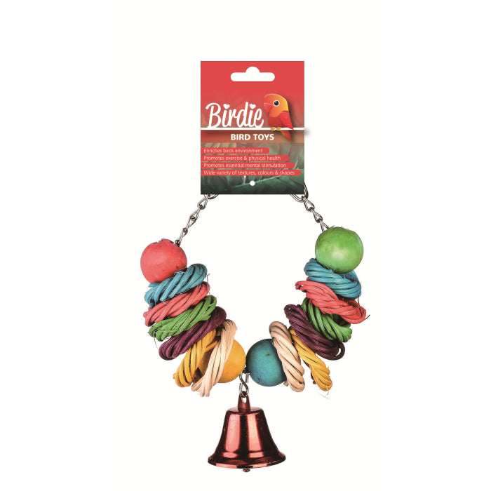 Birdie Rainbow Circles bird toy, 32 x 6cm of stacked coloured rings