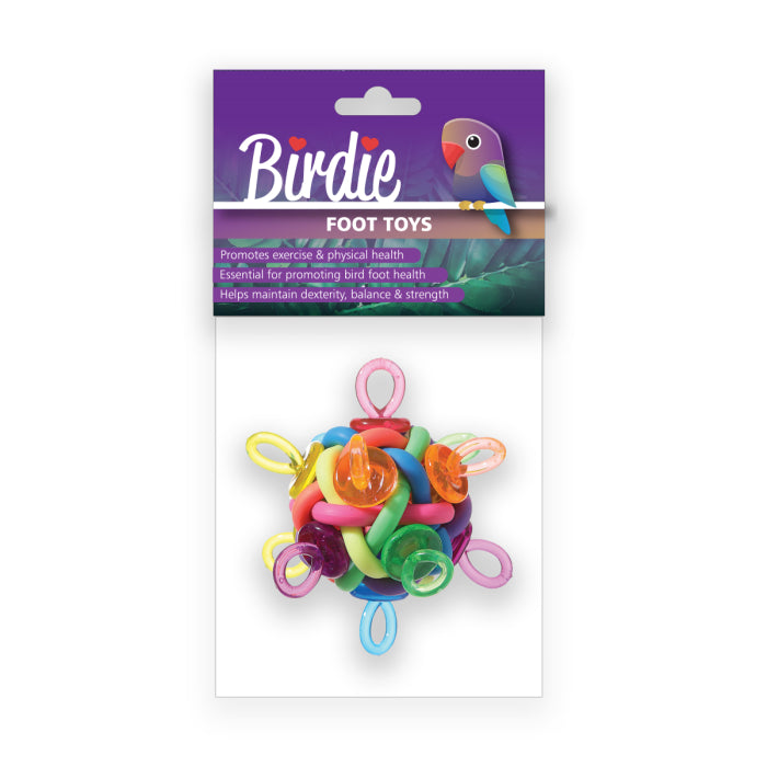 Birdie Foot Binkies Ball Toy, an 11cm ball sized for a bird to hold in one foot
