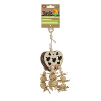 Birdie Naturals Heart Foraging Toy woven from natural fibre into a heart shape