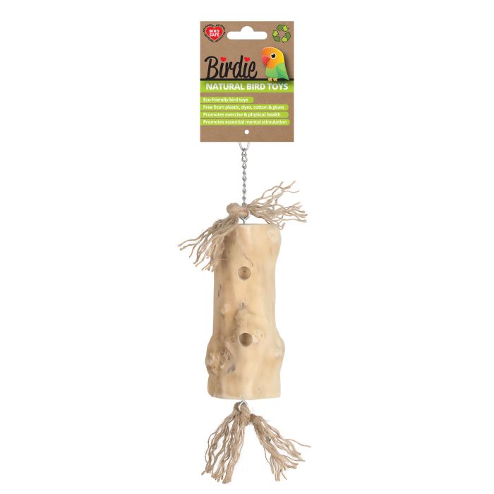Birdie Naturals Foraging Trunk, a tall 30 x 8cm hanging trunk for hiding treats inside