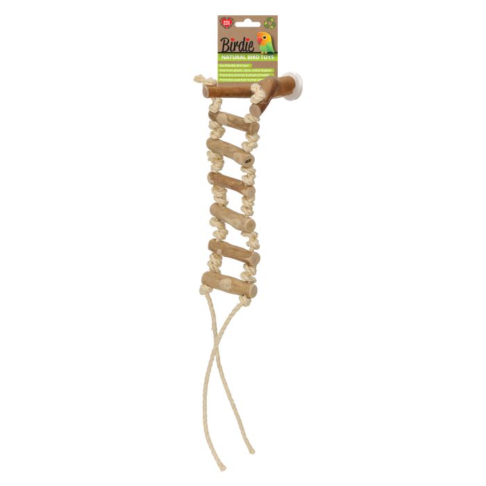 Birdie Naturals Jaws Rope Ladder, natural fibre rungs on a 32 x 8cm hanging ladder