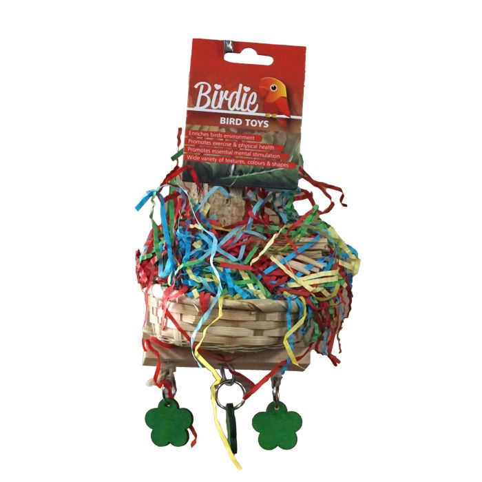 Birdie Rainbow Puzzle in Medium, coloured puzzle pieces on a hanging bird toy