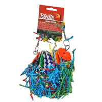 Birdie Blue & Red Tube Pom Pom Shredder in Large, rattan tubes topped with blue and red pom poms