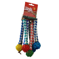 Birdie Tubes with Pom Poms in red and blue rattan with tufted pom pom sections