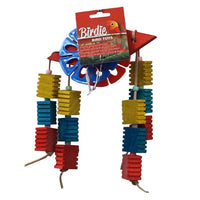 Birdie Green Lotus Pile in Medium/Large, layered lotus-shaped toy in green wood and leather