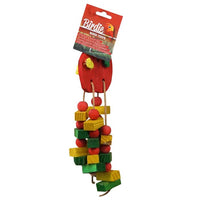 Birdie Strawberry Pile bird toy, berry shape built from wood, leather and natural fibre