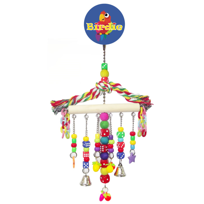Birdie Large Hanger with Beads Dice Plastic Chain, dice and beads strung down a plastic chain