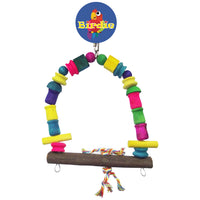 Birdie Large Block and Spool Swing with blocks and spools threaded along a wide bar