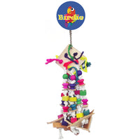 Birdie Jumbo Multi Bead Spool and Wicker Hanger, beads on a large spool above a woven wicker section
