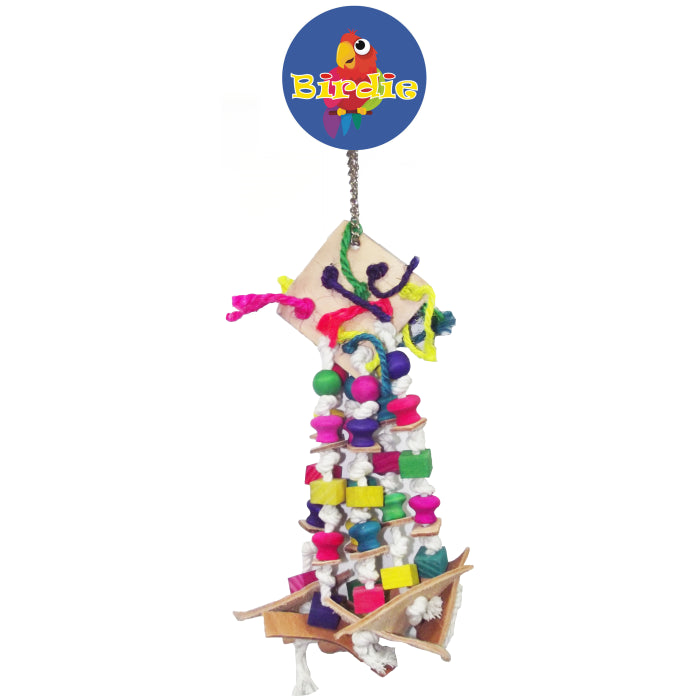 Birdie Jumbo Multi Bead Spool and Wicker Hanger, beads on a large spool above a woven wicker section