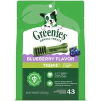 GREENIES Blueberry Flavour Teenie dental treats for dogs 2 to 7kg, front of the pack