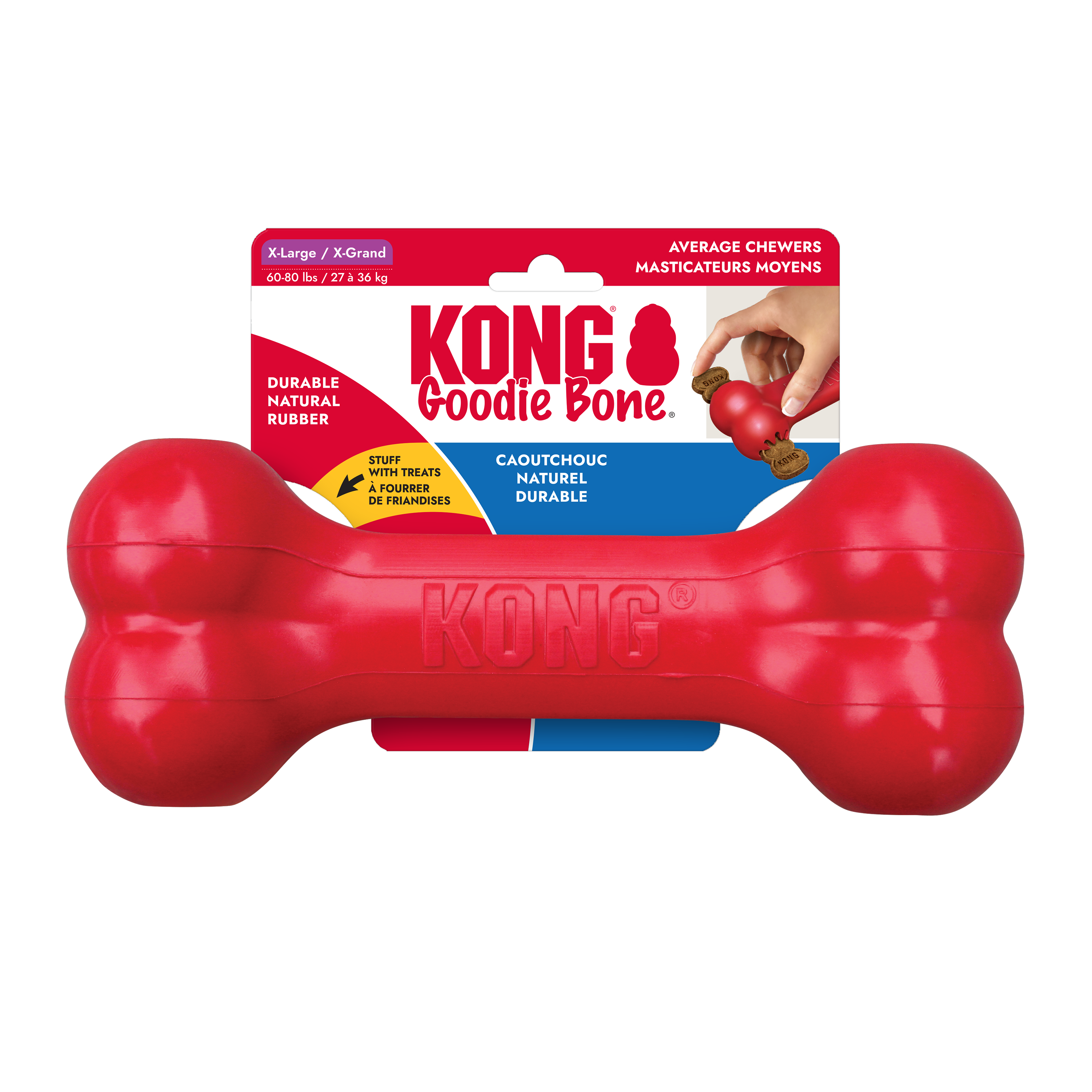 KONG Goodie Bone red rubber treat-holding dog chew