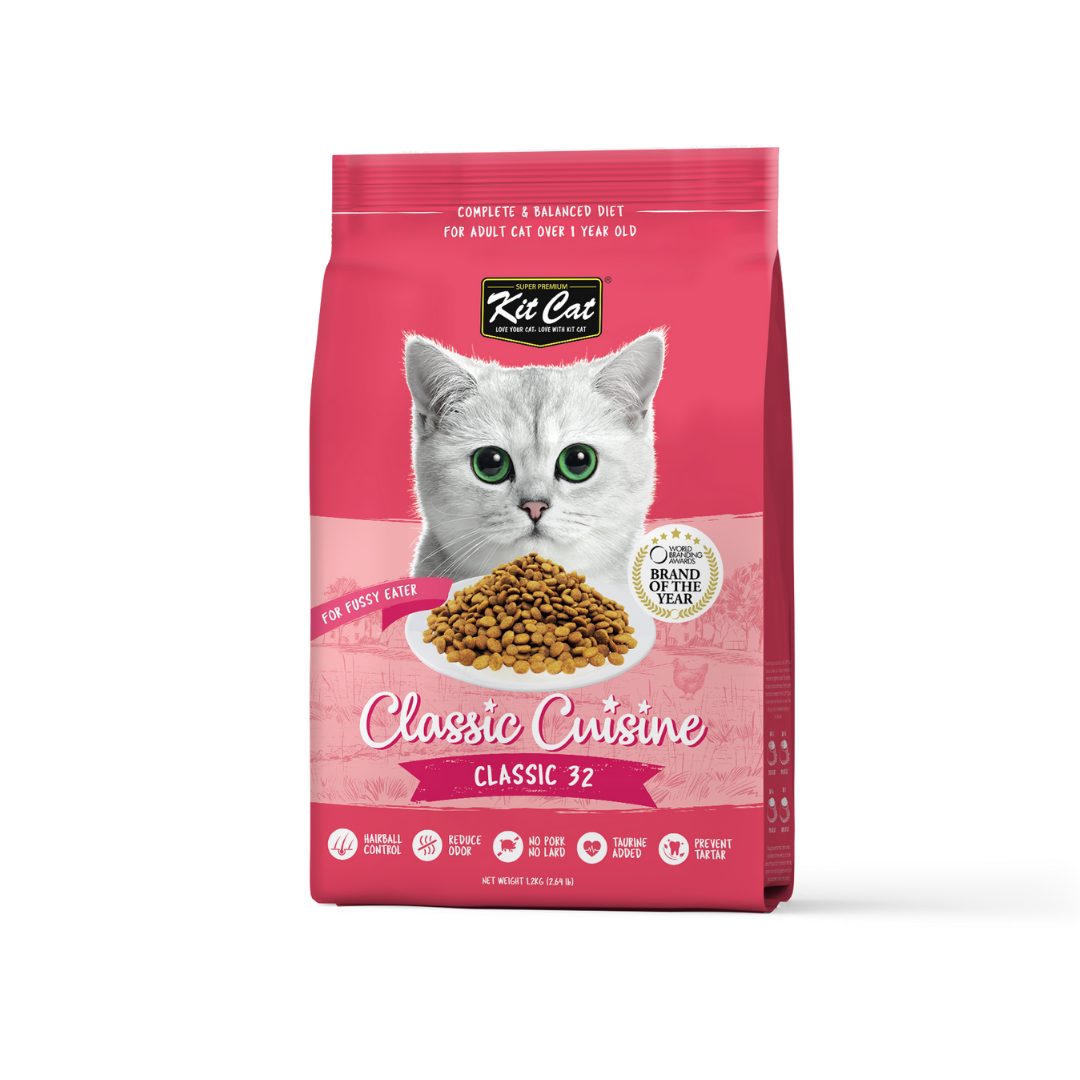 Kit Cat Premium Dry Cat Food Classic 32 pack front