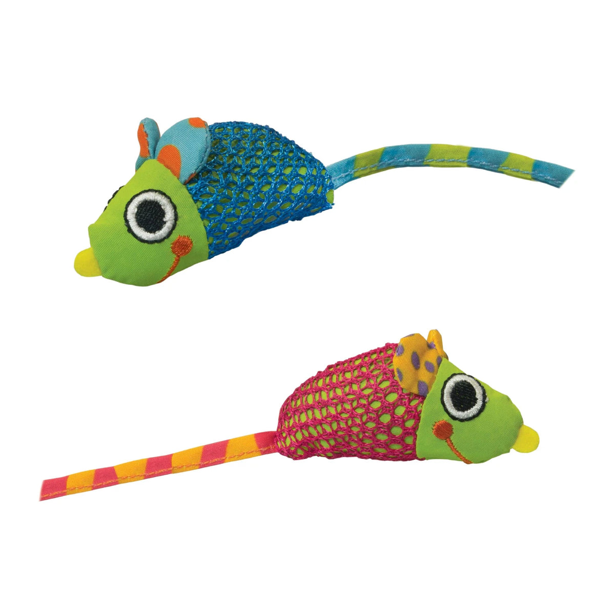 Petstages Catnip Chew Mice – the two mesh dental mice out of the pack