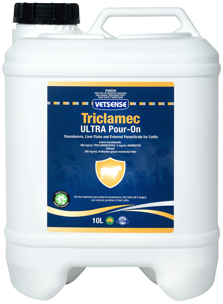 Vetsense Triclamec Ultra Pour-On for Cattle 10L pack