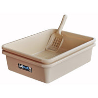 CatMate three-piece litter tray set in beige, assembled with sieve tray and scoop
