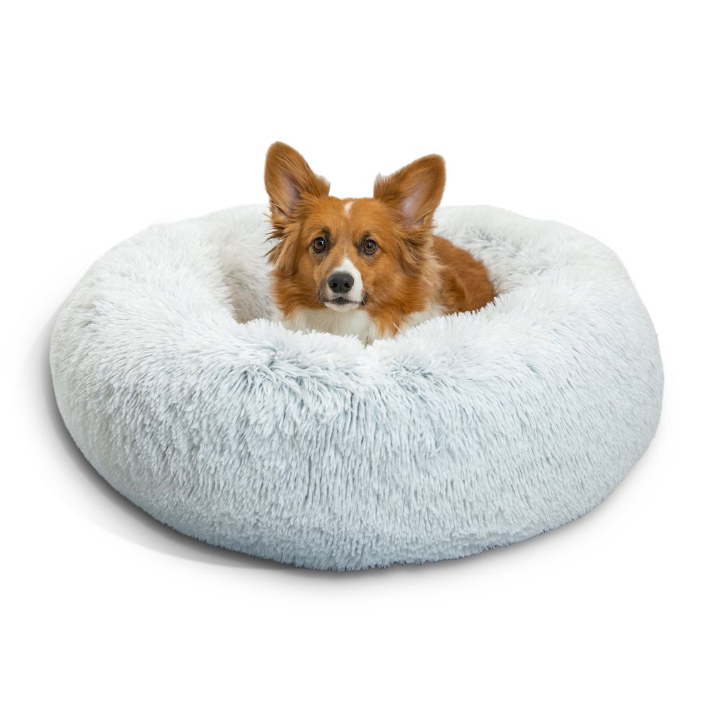 Best Friends by Sheri Original Calming Donut Shag Bed for Dogs and Cats - Medium 76cm Frost | PeekAPaw Pet Supplies