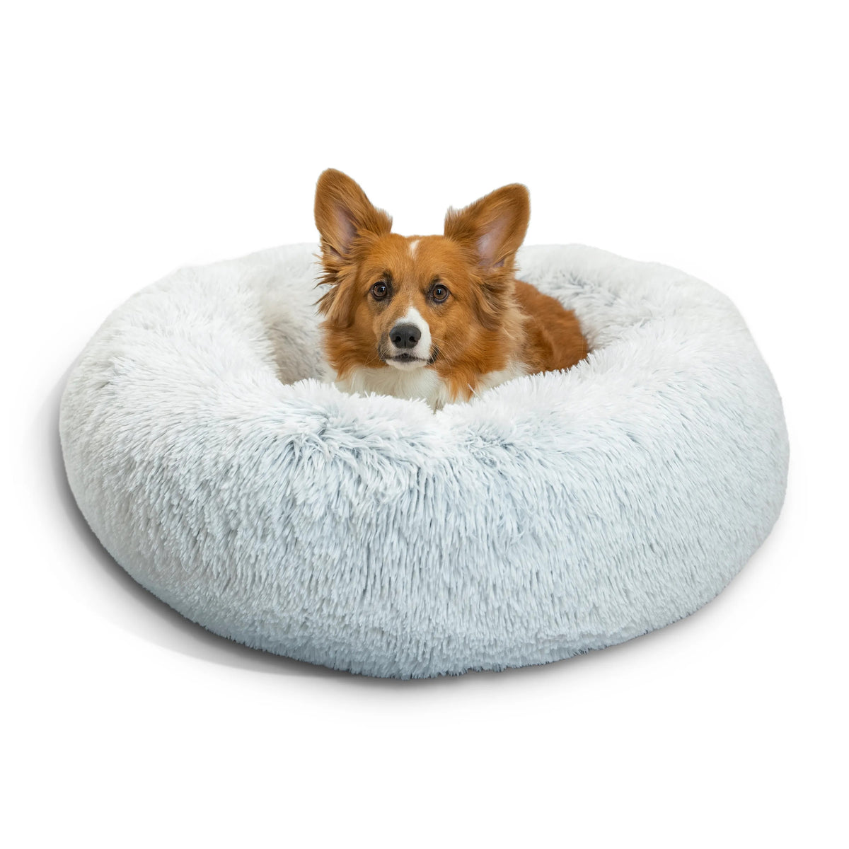 Best Friends by Sheri Original Calming Donut shag bed, Medium 76cm, Frost