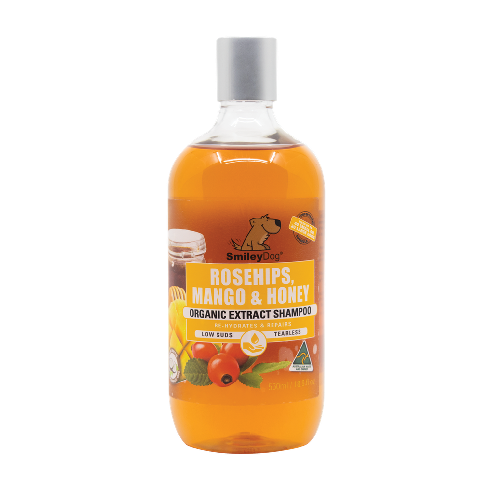 Smiley Dog Rosehips, Mango & Honey Shampoo - 500ml | PeekAPaw Pet Supplies
