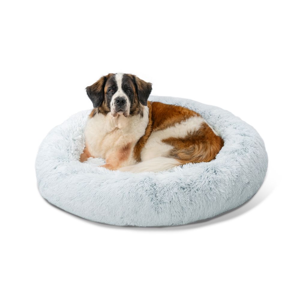 Best Friends by Sheri Original Calming Donut Shag Bed for Dogs and Cats - Xlarge 114cm Frost | PeekAPaw Pet Supplies