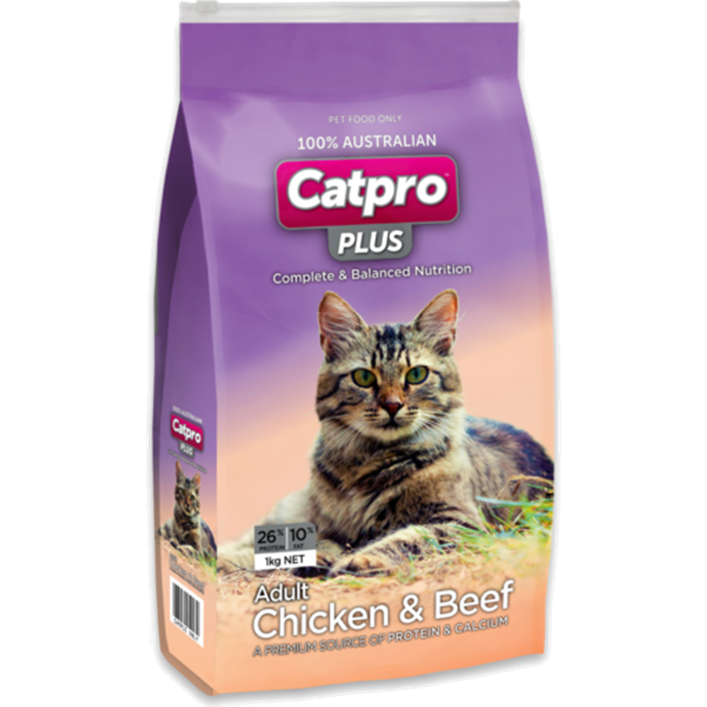 Cat Pro Plus Chicken and Beef dry cat food 1kg bag