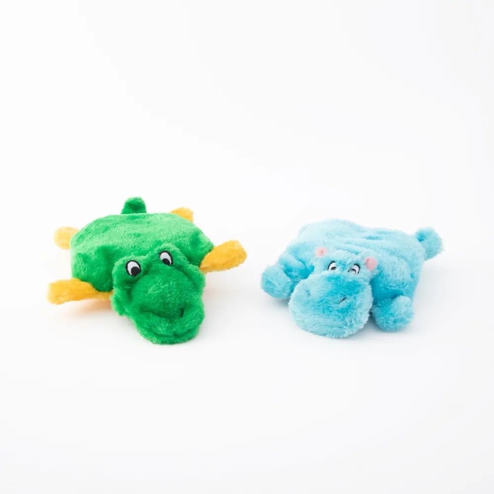 Zippy Paws Squeakie Pads 2-Pack Hippo & Alligator Dog Toy